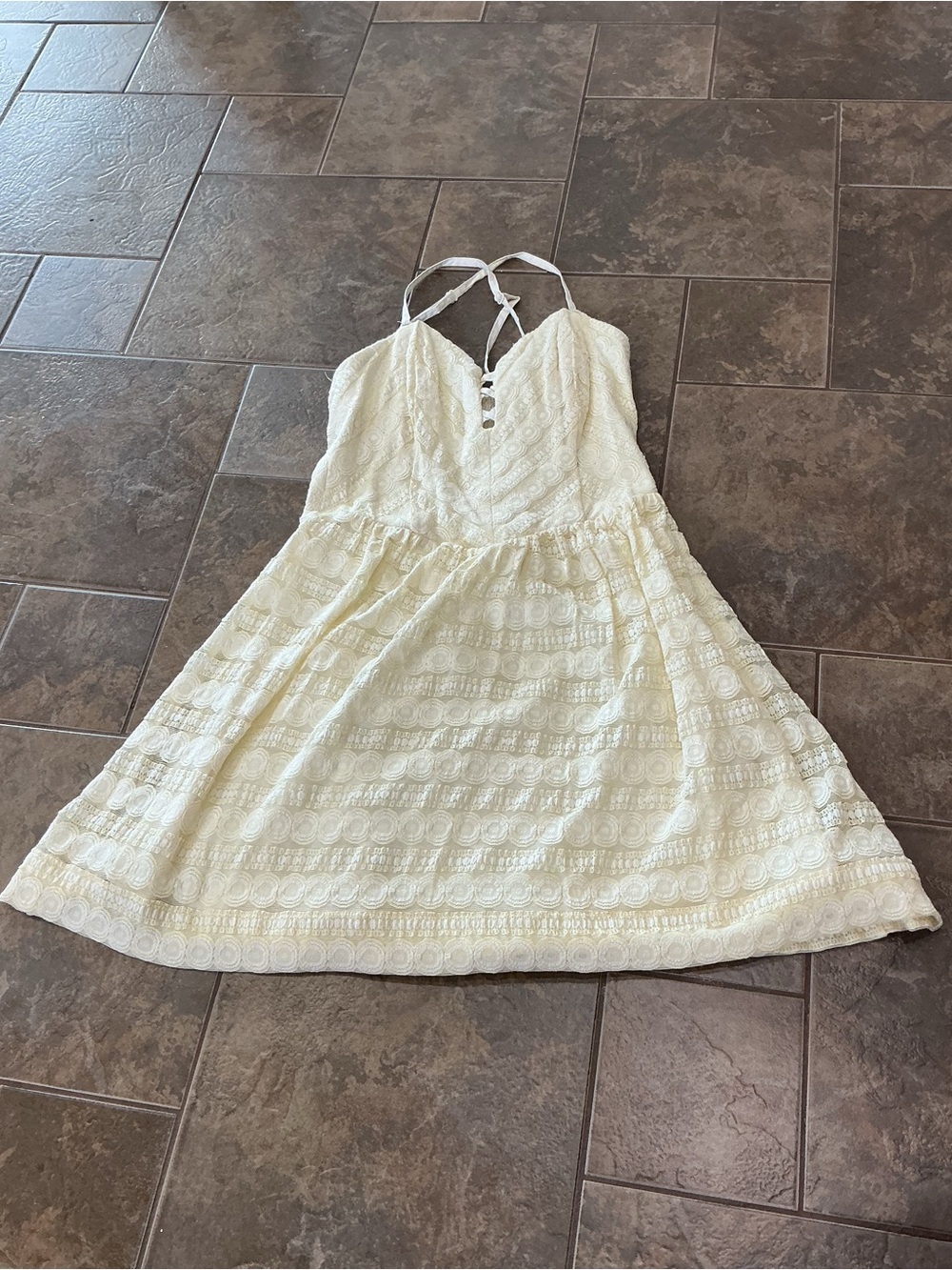 Guess Cream Lace Mini Dress